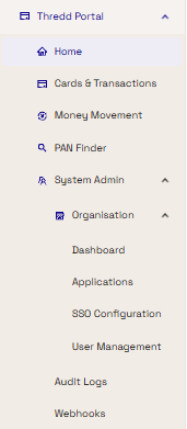Thredd Portal System Admin menu